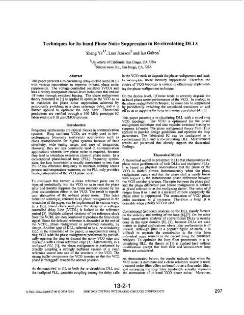 Techniques for in-band phase noise suppression in re-circulating ...