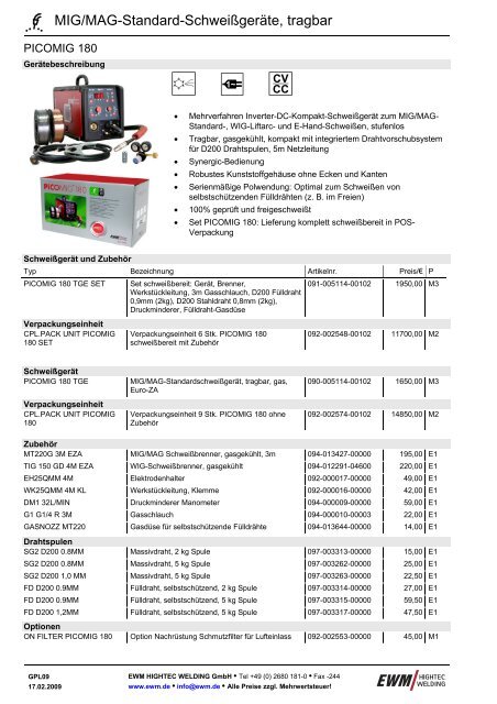 MIG/MAG - E-Hand und WIG in einem Gerät - ERL-GmbH