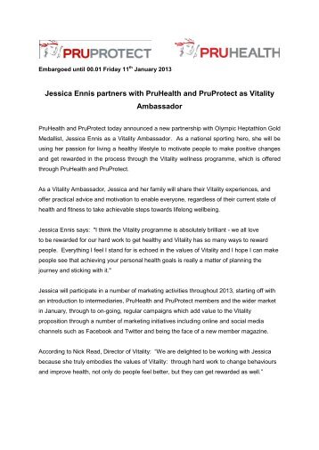 Jessica Ennis partners with PruHealth and PruProtect as Vitality ...