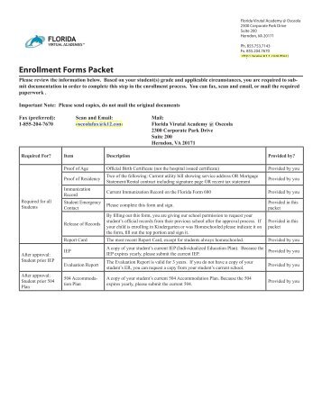 Enrollment Forms Packet - K12.com