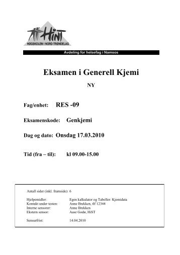 RES 09 - Generell kjemi - 17032010