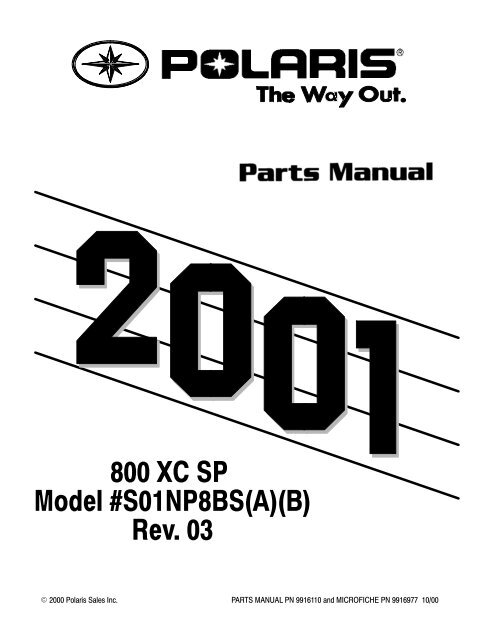 2001 XC800SP Parts Manual - Fairbanks Snow Travelers