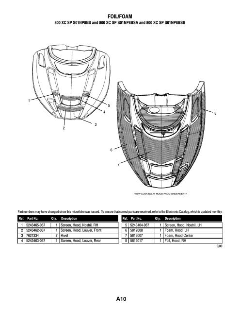 2001 XC800SP Parts Manual - Fairbanks Snow Travelers