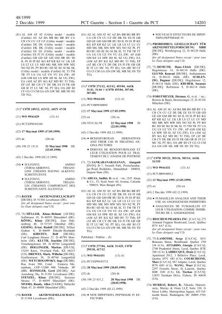 PCT/1999/48 : PCT Gazette, Weekly Issue No. 48, 1999 - WIPO