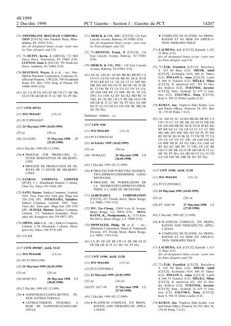 PCT/1999/48 : PCT Gazette, Weekly Issue No. 48, 1999 - WIPO