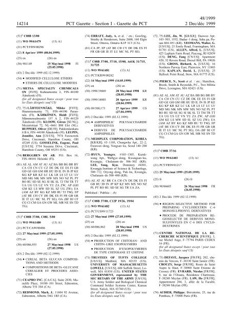 PCT/1999/48 : PCT Gazette, Weekly Issue No. 48, 1999 - WIPO