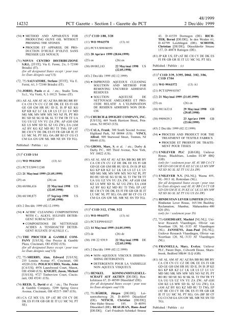 PCT/1999/48 : PCT Gazette, Weekly Issue No. 48, 1999 - WIPO