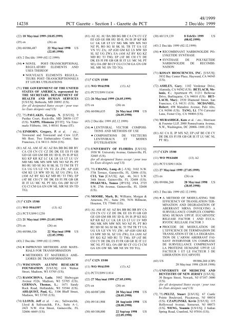 PCT/1999/48 : PCT Gazette, Weekly Issue No. 48, 1999 - WIPO