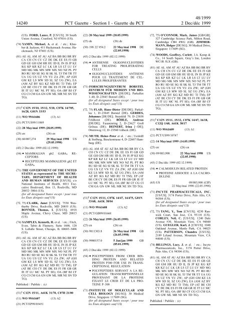 PCT/1999/48 : PCT Gazette, Weekly Issue No. 48, 1999 - WIPO