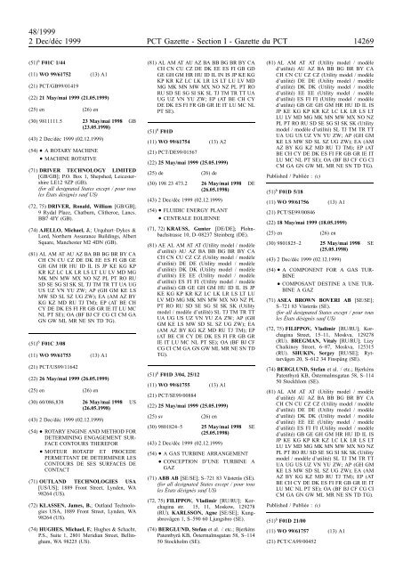 PCT/1999/48 : PCT Gazette, Weekly Issue No. 48, 1999 - WIPO