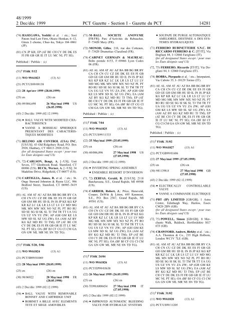 PCT/1999/48 : PCT Gazette, Weekly Issue No. 48, 1999 - WIPO