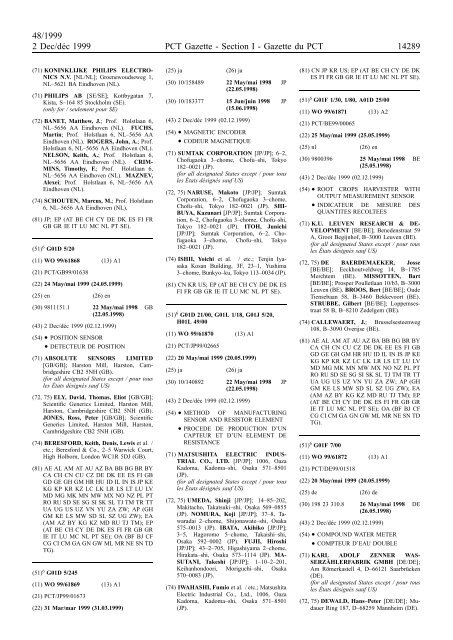 PCT/1999/48 : PCT Gazette, Weekly Issue No. 48, 1999 - WIPO