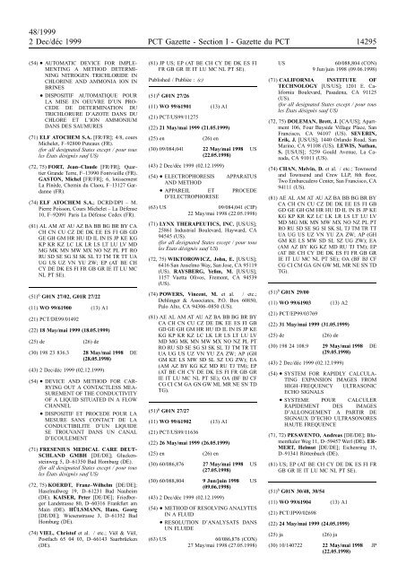 PCT/1999/48 : PCT Gazette, Weekly Issue No. 48, 1999 - WIPO