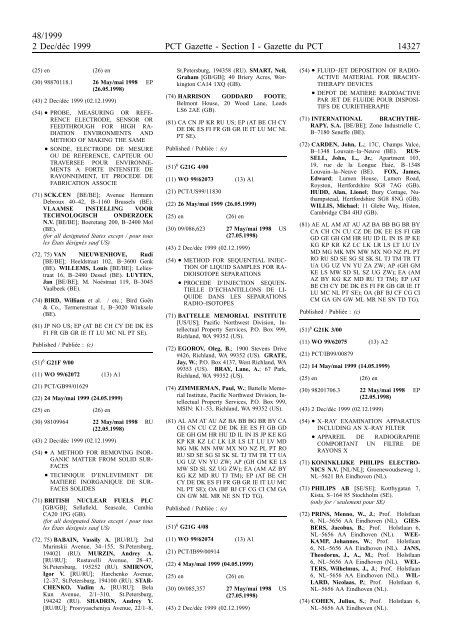 PCT/1999/48 : PCT Gazette, Weekly Issue No. 48, 1999 - WIPO