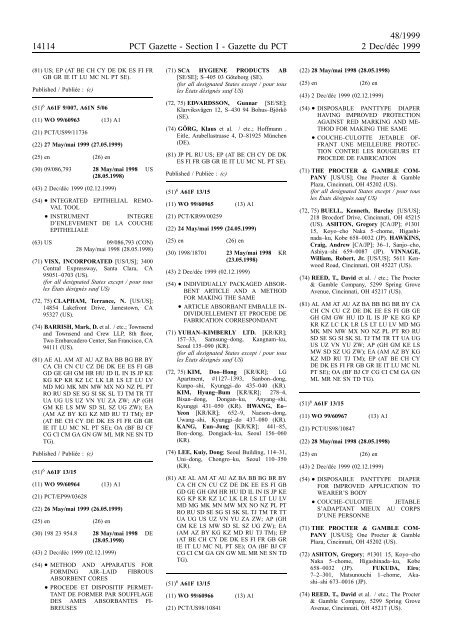 PCT/1999/48 : PCT Gazette, Weekly Issue No. 48, 1999 - WIPO