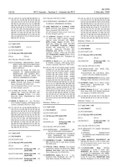 PCT/1999/48 : PCT Gazette, Weekly Issue No. 48, 1999 - WIPO