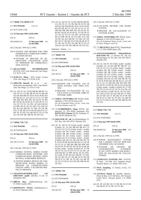 PCT/1999/48 : PCT Gazette, Weekly Issue No. 48, 1999 - WIPO