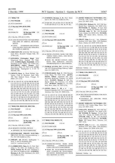 PCT/1999/48 : PCT Gazette, Weekly Issue No. 48, 1999 - WIPO