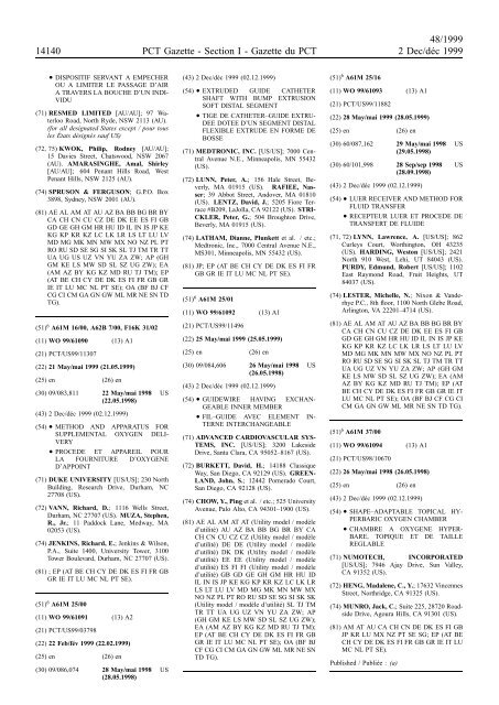 PCT/1999/48 : PCT Gazette, Weekly Issue No. 48, 1999 - WIPO