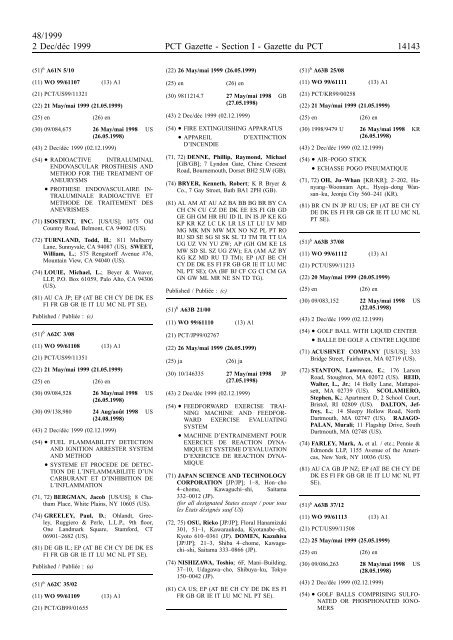 PCT/1999/48 : PCT Gazette, Weekly Issue No. 48, 1999 - WIPO