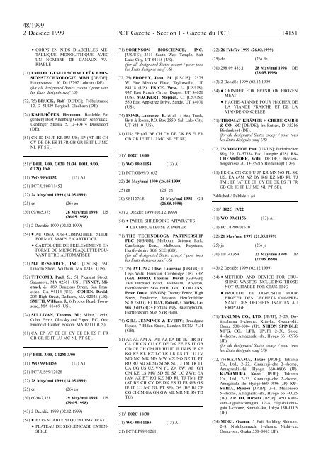 PCT/1999/48 : PCT Gazette, Weekly Issue No. 48, 1999 - WIPO