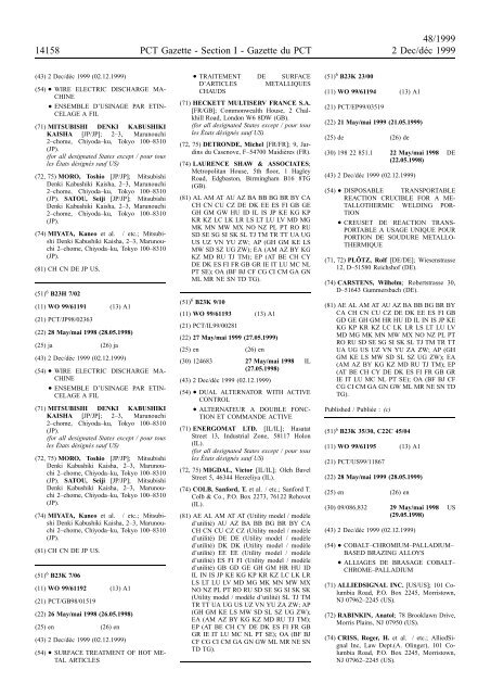 PCT/1999/48 : PCT Gazette, Weekly Issue No. 48, 1999 - WIPO