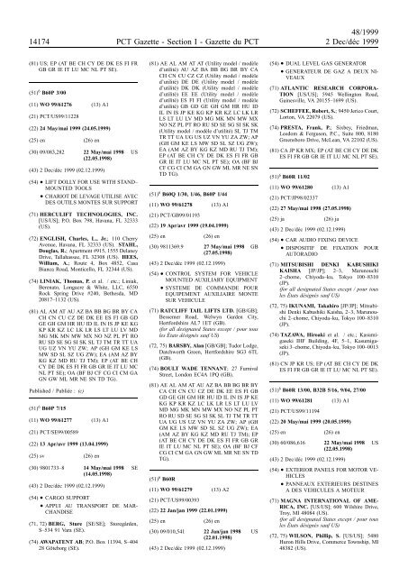 PCT/1999/48 : PCT Gazette, Weekly Issue No. 48, 1999 - WIPO