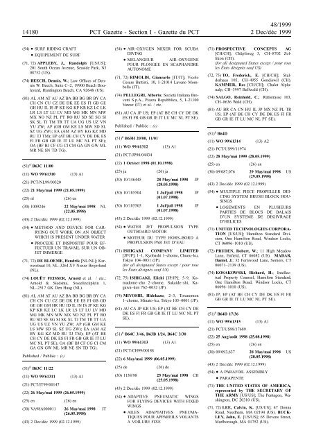 PCT/1999/48 : PCT Gazette, Weekly Issue No. 48, 1999 - WIPO