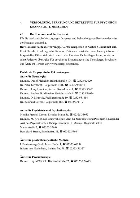 Versorgung Beratung Und Betreuung Fur Psychisch Kranke Alte