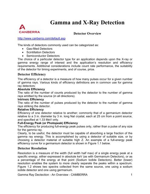 Gamma and X-Ray Detection