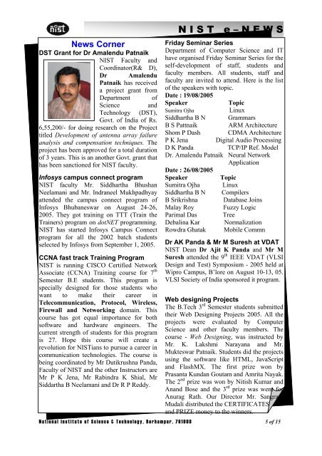 NIST e-NEWS(Vol 35, Sept 15, 2005)