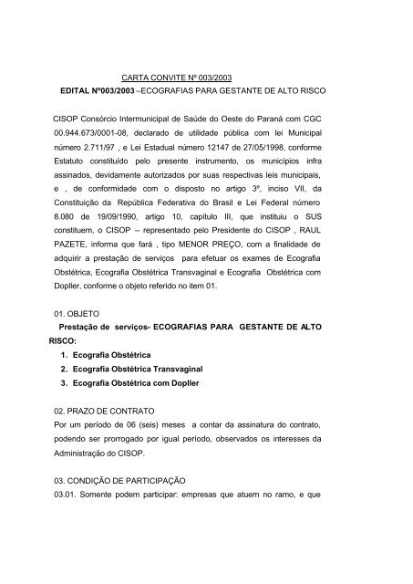 CARTA CONVITE -GESTAÃAO ALTO RISCO - Olivatti