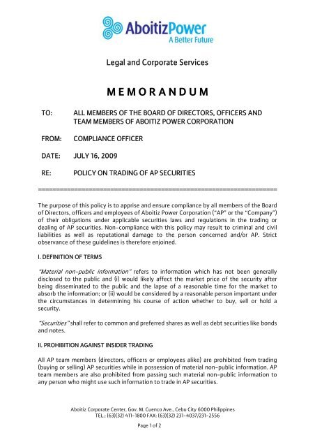 memorandum - Aboitiz Power