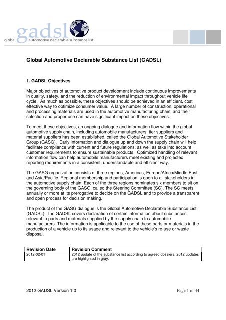 2012 GADSL list - RSJ Technical Consulting