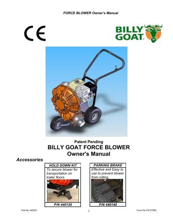 BILLY GOAT FORCE BLOWER Owner's Manual - Lankhaar Techniek