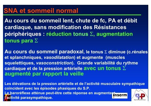 SNA et rÃ©gulation cardio-vasculaire au cours du sommeil - SPLF