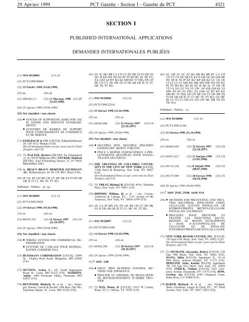 PCT/1999/17 : PCT Gazette, Weekly Issue No. 17, 1999 - WIPO