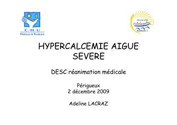 HYPERCALCEMIE AIGUE SEVERE