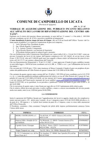 verbale di gara - Comune di Campobello di Licata