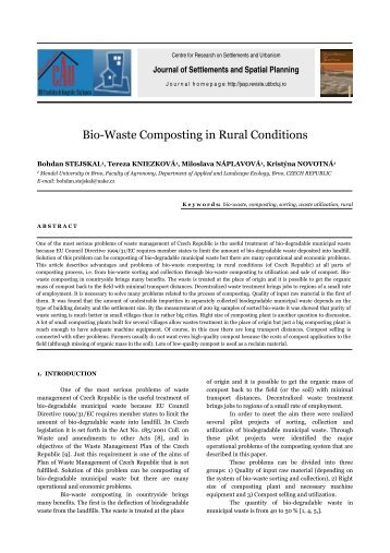 Bio-Waste Composting in Rural Conditions