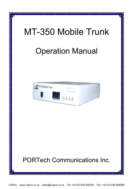 PORTech MT-350 Manual (PDF)