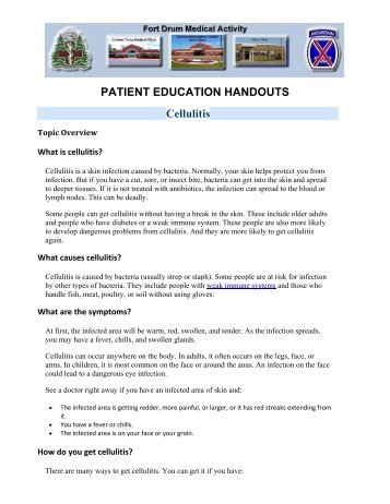 PATIENT EDUCATION HANDOUTS Cellulitis