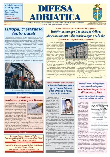 Il numero di Luglio 2009 - Associazione Nazionale Venezia Giulia e ...