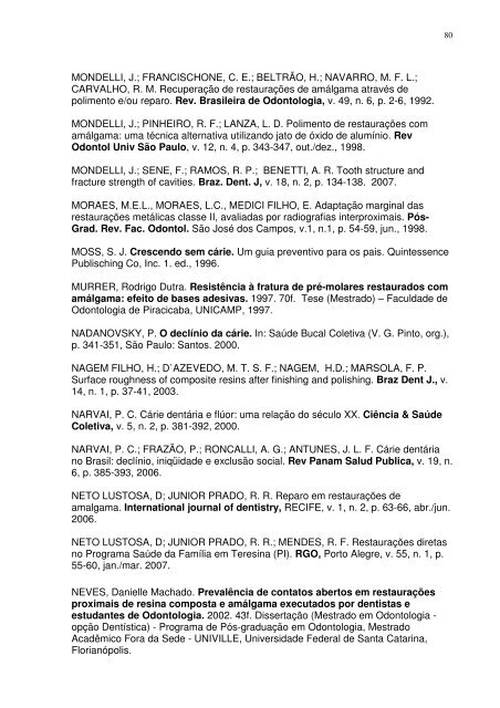 6 - avaliaÃ§Ã£o clÃ­nica da indicaÃ§Ã£o do tratamento restaurador - CCS ...