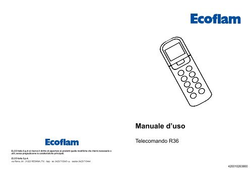 Manuale Telecomando - Elco Ecoflam