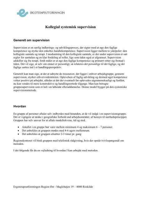 [pdf] Kollegial systemisk supervision - Ergoterapeutforeningen