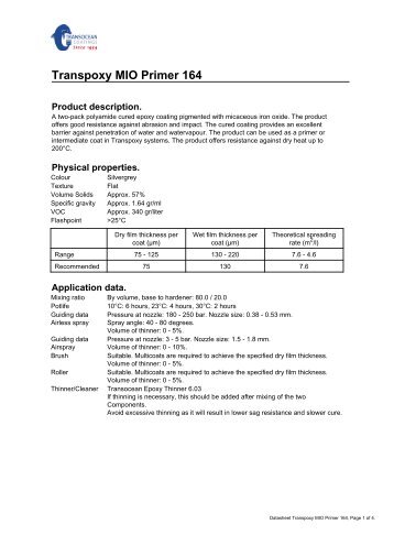 Product Data Sheet Transpoxy MIO Primer 164 - Transocean Coatings