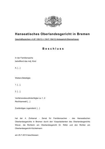 4-UF-13-100 anonym - Hanseatisches Oberlandesgericht Bremen