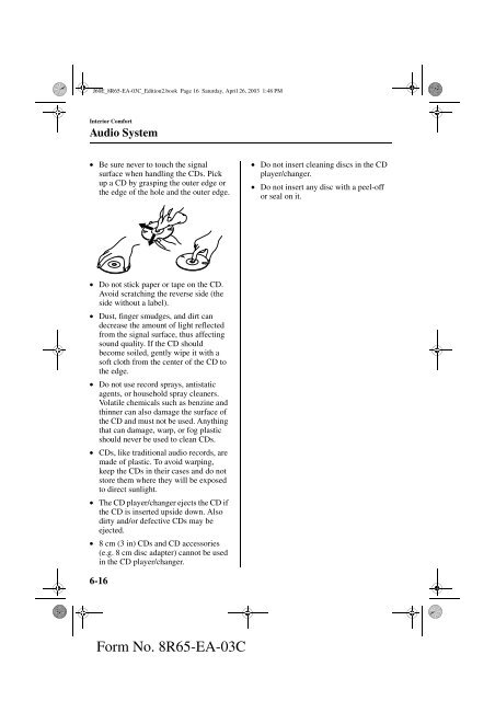 2004 Mazda RX-8 Owners Manual - MyMazda