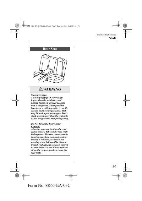 2004 Mazda RX-8 Owners Manual - MyMazda